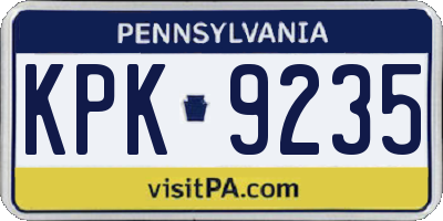 PA license plate KPK9235