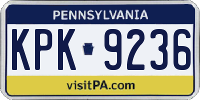 PA license plate KPK9236