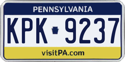 PA license plate KPK9237