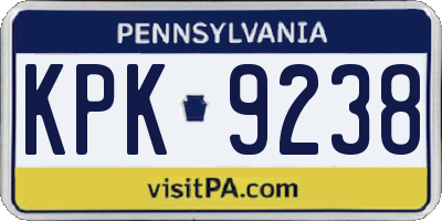 PA license plate KPK9238