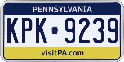 PA license plate KPK9239