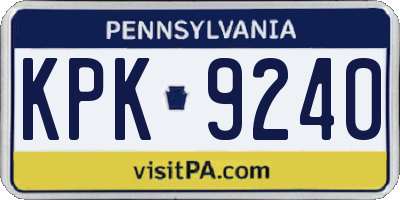 PA license plate KPK9240
