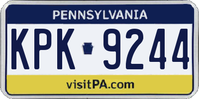 PA license plate KPK9244