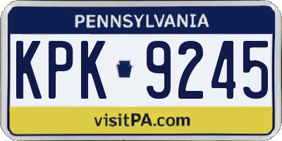 PA license plate KPK9245