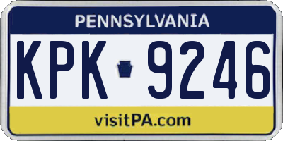 PA license plate KPK9246