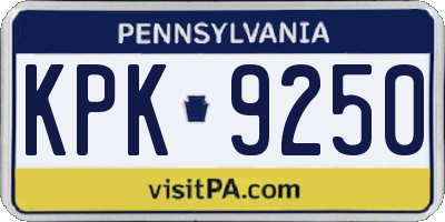 PA license plate KPK9250