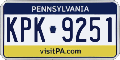 PA license plate KPK9251