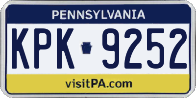 PA license plate KPK9252