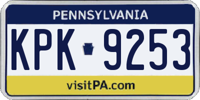 PA license plate KPK9253