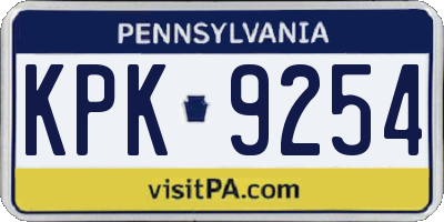 PA license plate KPK9254