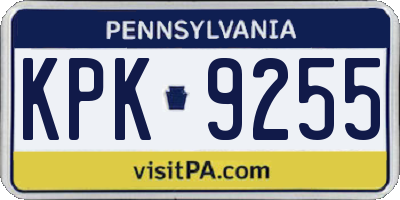 PA license plate KPK9255