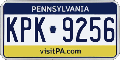 PA license plate KPK9256