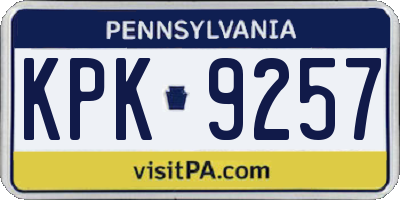 PA license plate KPK9257