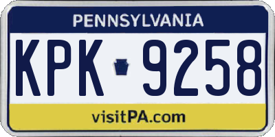 PA license plate KPK9258