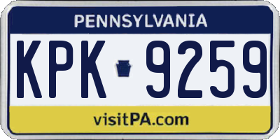 PA license plate KPK9259