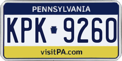 PA license plate KPK9260