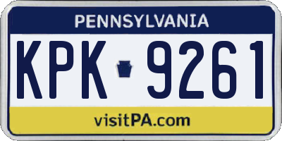 PA license plate KPK9261