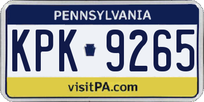 PA license plate KPK9265