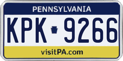 PA license plate KPK9266