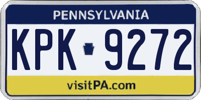 PA license plate KPK9272