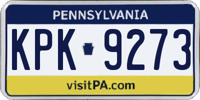 PA license plate KPK9273