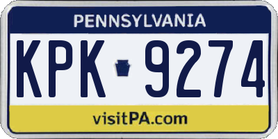 PA license plate KPK9274