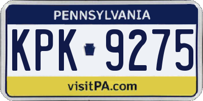 PA license plate KPK9275