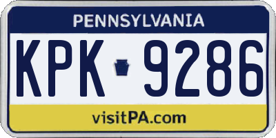 PA license plate KPK9286