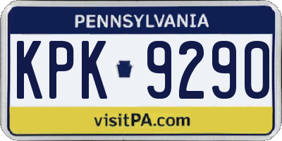 PA license plate KPK9290