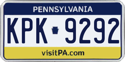 PA license plate KPK9292