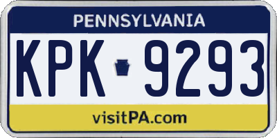 PA license plate KPK9293