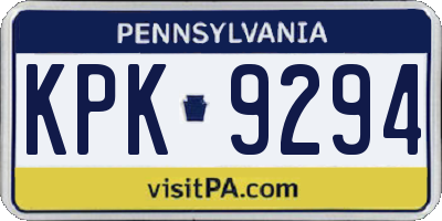 PA license plate KPK9294