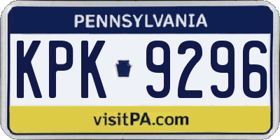 PA license plate KPK9296