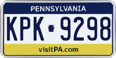 PA license plate KPK9298