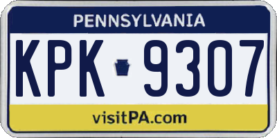PA license plate KPK9307