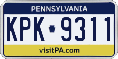 PA license plate KPK9311