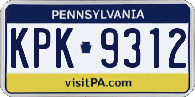 PA license plate KPK9312