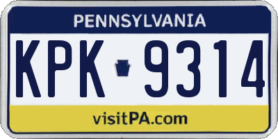 PA license plate KPK9314