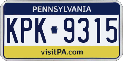 PA license plate KPK9315