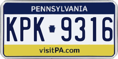 PA license plate KPK9316