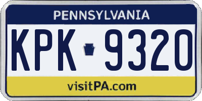 PA license plate KPK9320