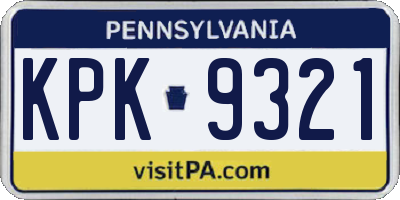 PA license plate KPK9321
