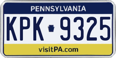 PA license plate KPK9325