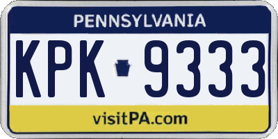 PA license plate KPK9333