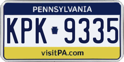 PA license plate KPK9335