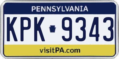 PA license plate KPK9343