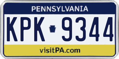 PA license plate KPK9344