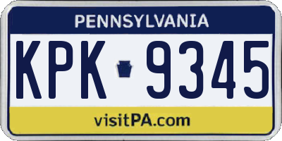 PA license plate KPK9345