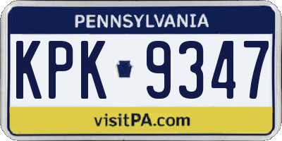 PA license plate KPK9347