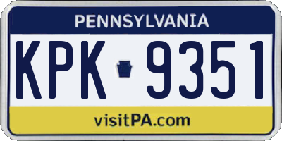 PA license plate KPK9351